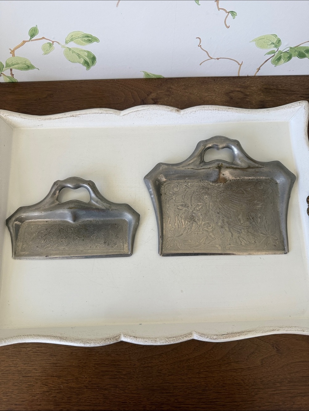 Vintage Silver-Plated Crumb Catcher - Silent Butler - Set of 2